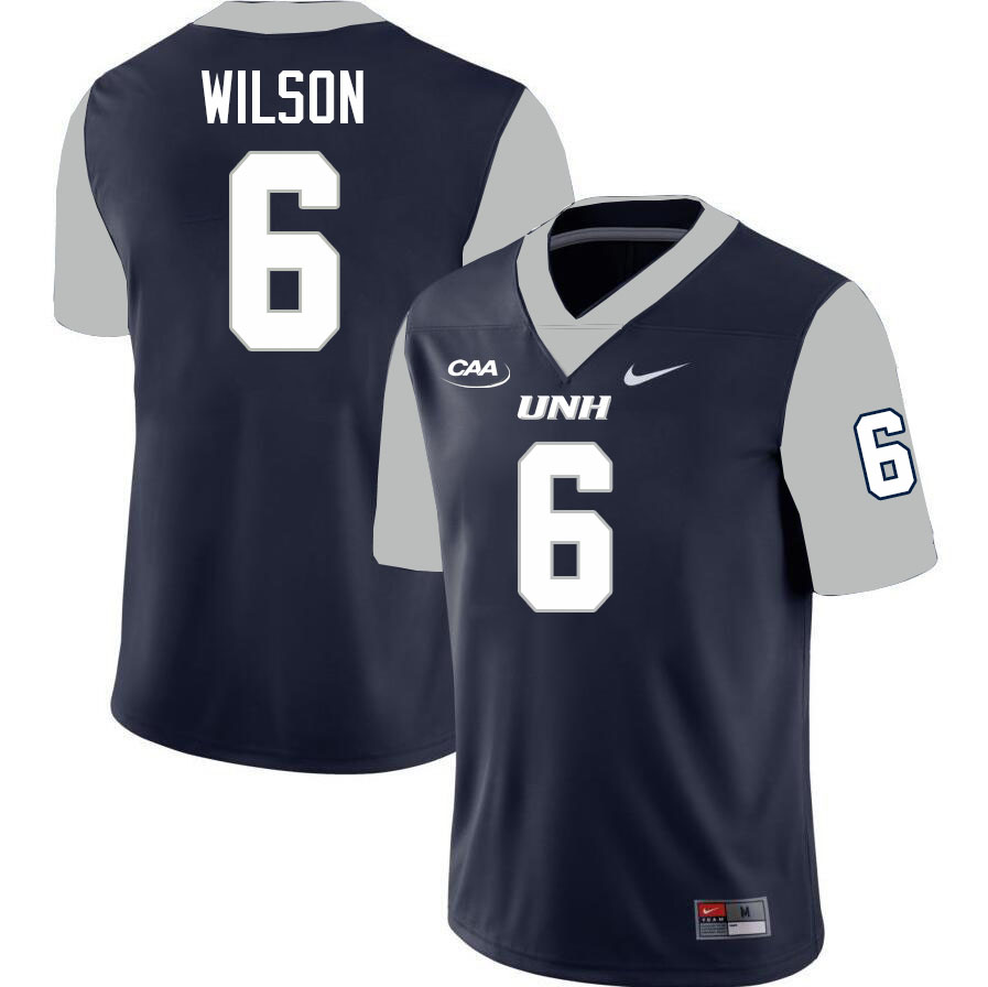 New Hampshire Wildcats #6 Chase Wilson College Football Jerseys,Uniforms-Navy